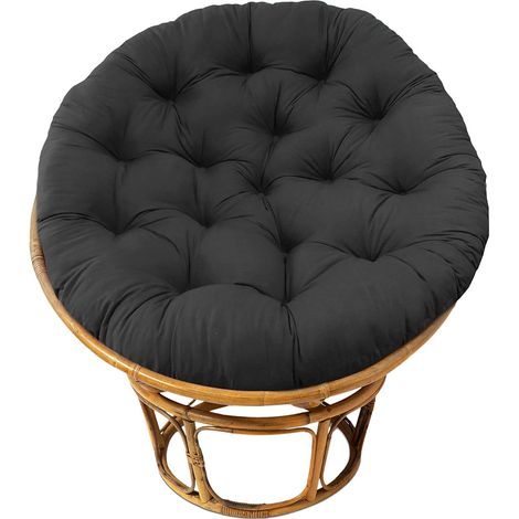 Coussin de Chaise - Coton Épais Doux Rembourré Sol Siège Standard 60cm Chaise Ronde Balançoire Chaise Patio Den Collège Dortoir - Noir (1/5)