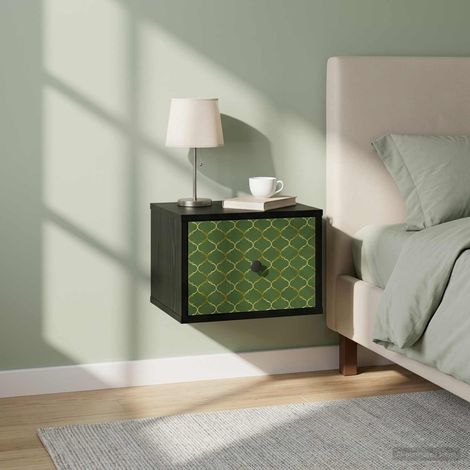 vidaXL Mesita de noche de pared GELEEN Roble Negro 36 x 33 x 25 cm (1/5)
