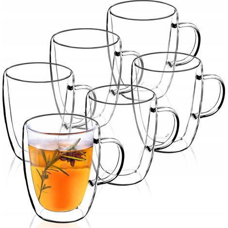 KADAX doppelwandige Glas Tasse, Glas mit Griff, 270ml, Trinkglas für Tee, 6 (1/5)
