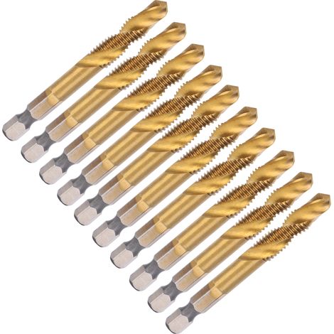 Kit de 10 tarauds M8 en acier rapide HSS avec forets 6,8 mm queue hexagonale, outils de filetage (1/5)