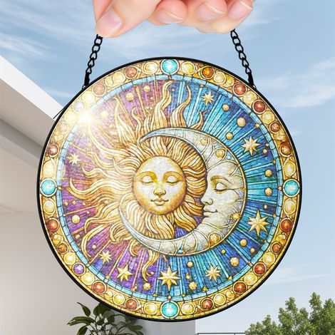 15 cm Attrape-soleil fleurs oiseaux papillons suspendu, décoration fenêtre vitrail, cadeau femme (1/5)