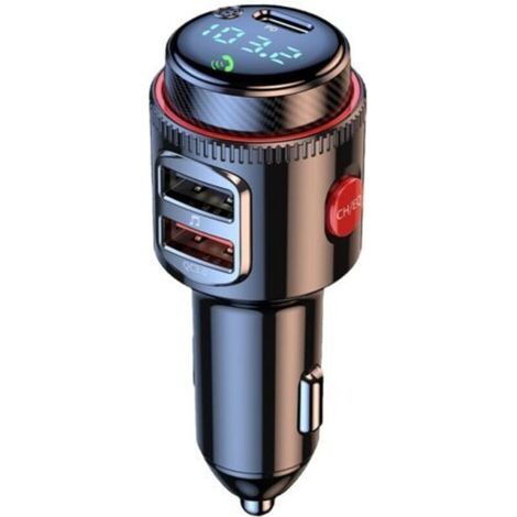 Émetteur FM Bluetooth 5.0 pour voiture - Chargeur allume-cigare 48 W max. PD et QC 3.0 - Son HiFi avec basses profondes, appels mains libres, compatible avec les clés USB (1/5)