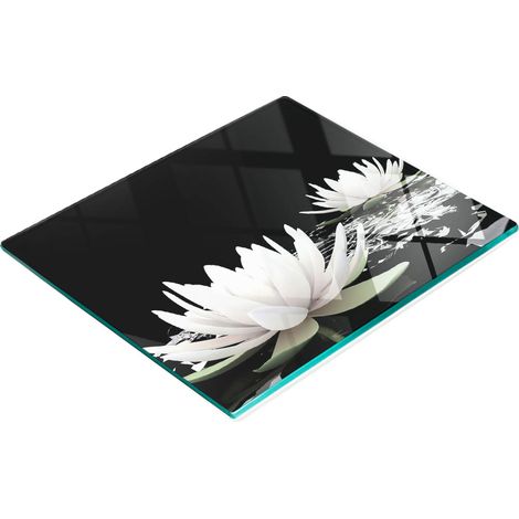 Tabla de cocina de vidrio duradera y elegante con estampado de nenúfares, 60x52 cm. (1/5)