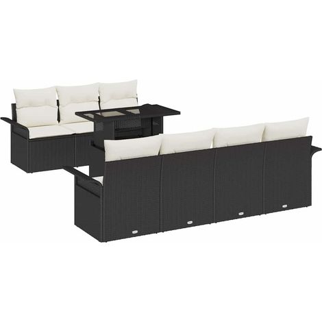 Maison Exclusive - Set Divano da Giardino con cuscino 8 pcs Nero polyrattan