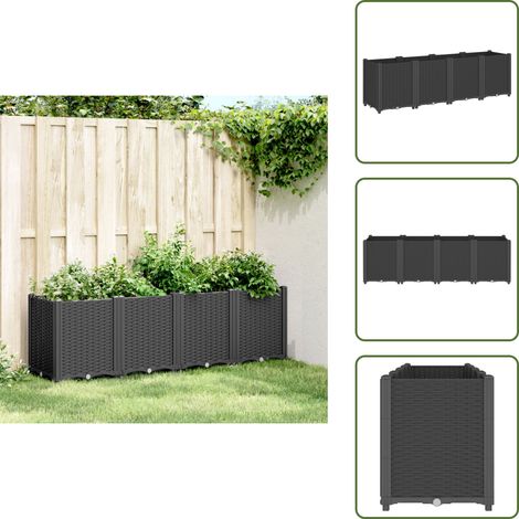 Fioriera per piante rampicanti - vidaXL Fioriera da Giardino Nera 160x40x53 cm in PP - Fioriera modulare