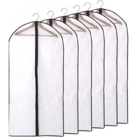 Housse de protection pour vêtements, anti-poussière, imperméable, anti-acariens et anti-humidité, 6 pièces 60 140 cm (noir)