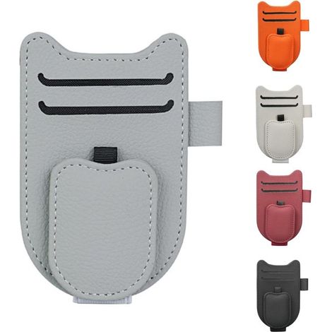 Soporte para gafas para visera de coche Clip de almacenamiento para soporte de visera de coche Clip de almacenamiento multifuncional d，cuero，gris (1/4)