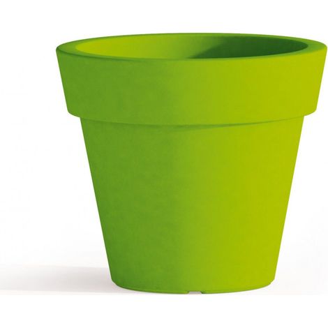 Jarrón de diseño moderno de Ø80 cm y 70 cm de alto, fabricado en polímero verde resistente para interiores y exteriores. Hecho en Italia. Monacis.