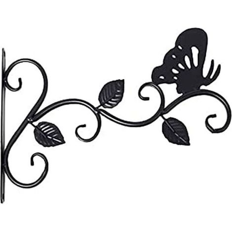 Support mural - Crochet pour plantes en forme de papillon - Résistant à la rouille et robuste - Noir (1/5)