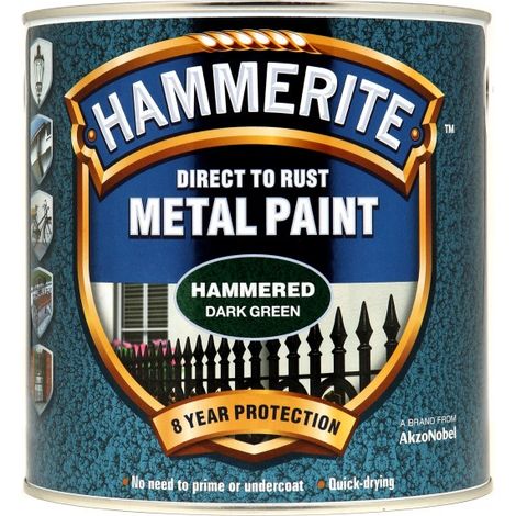 Hammerite Direct to Rust Hammered Dark Green Metal Paint - 2.5LTR