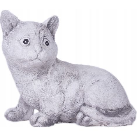 Sculpture décorative de jardin représentant un chat, en béton (1/5)