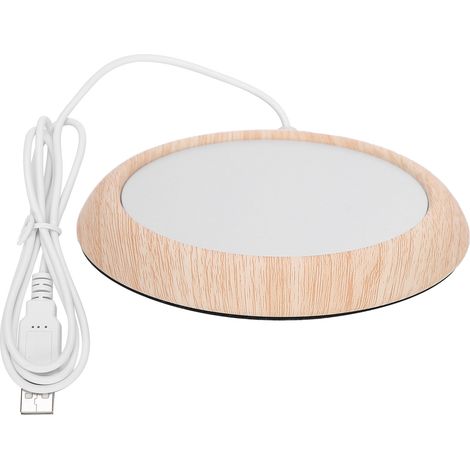 1 chauffe-tasse USB, 5 V, 5 W, finition bois clair, pour bureau et maison (1/5)