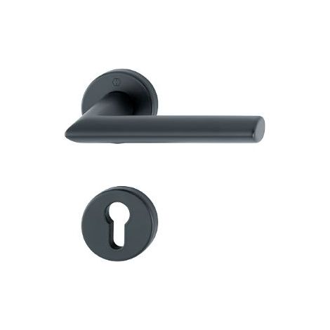 Hoppe – Poignée de porte sur rosace ronde – finition noir mat – clé I – compatible portes 38 à 47 mm d'épaisseur – fixation rapide sans outil