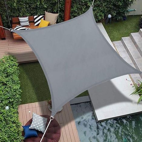 Voiles d'ombrage Voile d'ombrage rectangulaire 2 x 2 m,Voile d'ombrage étanche pour jardin extérieur,Auvent d'auvent extérieur avec bloc UV à 98 %,avec corde libre,Gris (1/5)