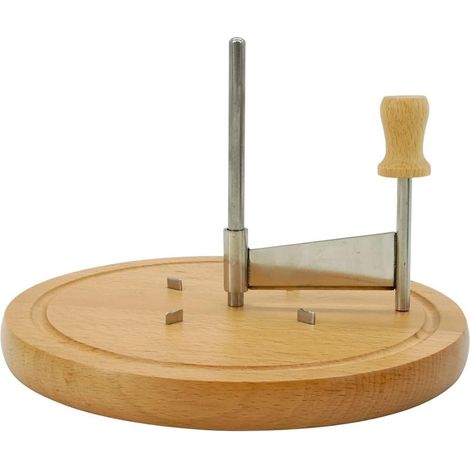 1 Girolle à fromage, Plateau en bois, Lame acier inoxydable, 22 x 12,5 cm, Pour tête de moine