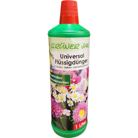 12x 1L Grüner Jan Flüssigdünger Blumen Zimmer-, Balkon- & Gartenpflanzen düngen (1/2)