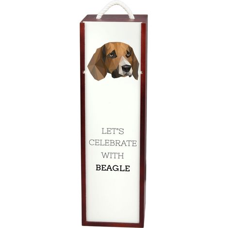 Beagle: una caja de vino geométrica con una foto y una inscripción de Art-Dog. (1/5)