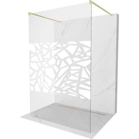 Mexen Kioto freistehende Duschwand 110 x 200 cm, weißes Muster 8 mm, gebürstetes Gold - 800-110-002- (1/5)