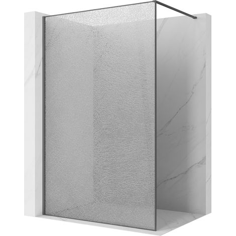 Mexen Kioto Duschwand Walk-in 80 x 200 cm, Crackle Transparent 12 mm, Gun Gray Gebürstet - 800-080-101-66-04-X (1/5)