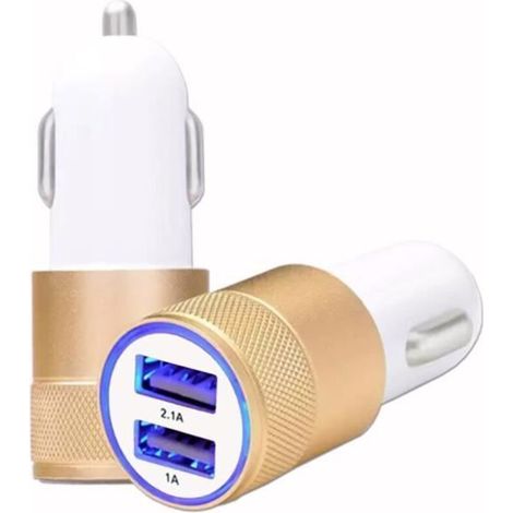 Chargeur allume-cigare USB pour voiture - Or - Double port - Ultra-rapide - 12-24 V - Xiaomi Mi 10i-AquaForge (1/4)