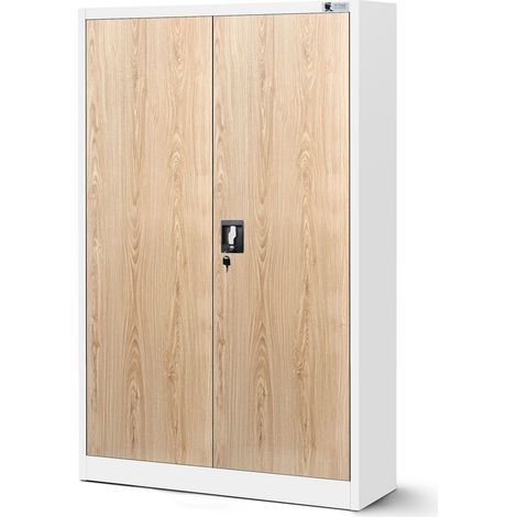 Armoire en acier KEVIN, 900 x 1400 x 400 mm, Eco Design: blanc/ chêne de sonoma (1/3)