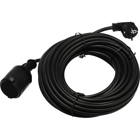 Rallonge de jardin noire 15 m – IP44 – Prise Schuko Type F – 3x1,5 mm² – 2000W – Caoutchouc – Température -20°C à 50°C – Horoz Electric
