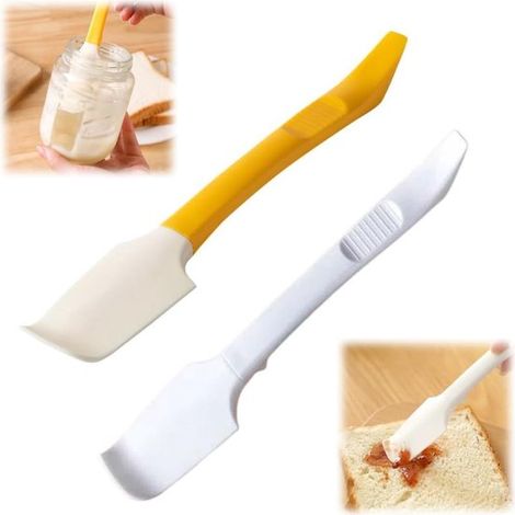 Set di 2 spatole in silicone 2 in 1 con apriscatole, spatola multifunzionale per bicchieri, mini spatola in silicone per torte, burro, yogurt, marmellata (1/5)