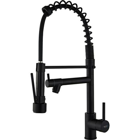 Kitchen Faucet with Pull-out Sprayer, 2 Functions, 360° Swivel Spout, Black Sink Faucet (1/4)