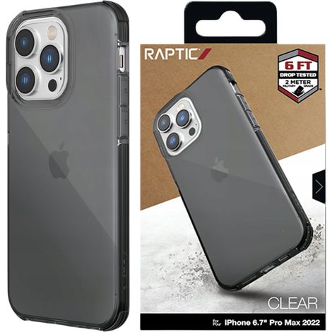 Custodia Raptic X-Doria trasparente per iPhone 14 Pro Max, custodia rinforzata nera (1/4)