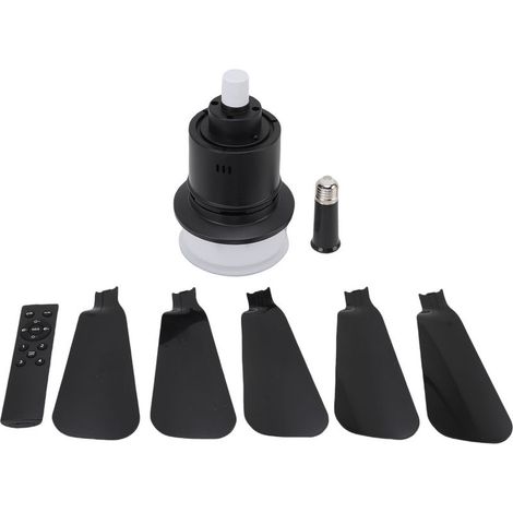 Ceiling Fan Light with Remote Dimmable Quiet E26 E27 Base Flush Mount Ceiling Fan Light Timer Function APP Control Black (1/4)