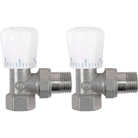 Robinet thermostatique de radiateur (lot de 2) 15 mm x 1/2 pouce, robinet thermostatique d'angle TRV, robinet thermostatique de radiateur F (1/5)