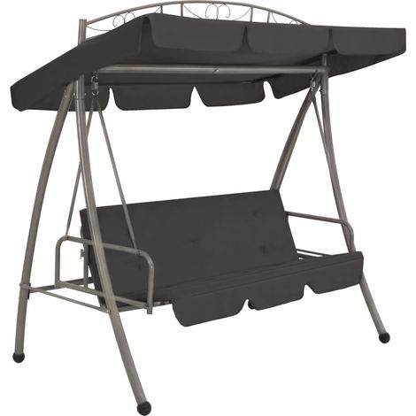 Balancelle convertible à auvent Anthracite 198x120x205 Acier (1/5)