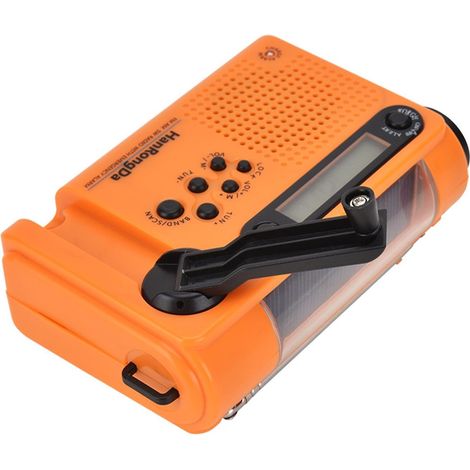 HanRongDa Outdoor Emergency Radio Portable AM FM SW Radio Solar Powered Hand Crank with LED Flashlig