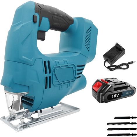 seghetto alternativo ,con batteria da 3,0 Ah e caricabatterie, mini seghetto alternativo elettrico da 18 V con 4 lame per rimozione di vernice e stucco, levigatura, taglio,Compatibile con la batteria