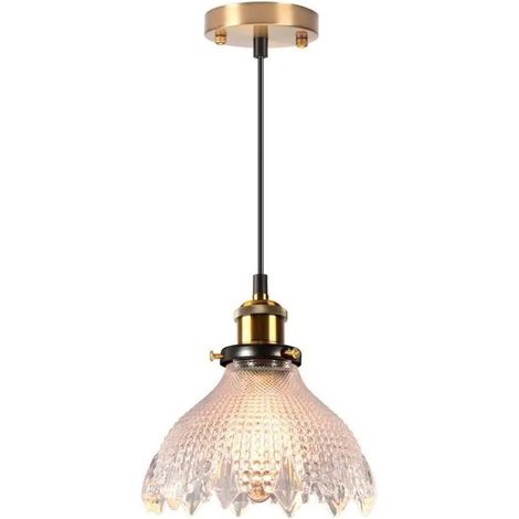 Lustre Moderne en Verre,Lampe Suspension Vintage Abat-jour Design Fleur Verre E27 Luminaire Plafonnier Ajustable pour Salon (1/5)