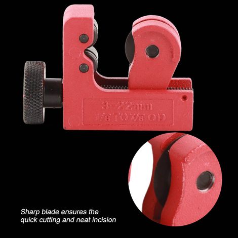 Coupe-tube réglable mini pour tuyaux 3-22mm, outil de coupe pour cuivre, aluminium et PVC, coupe-tuyau compact avec réglage précis. (1/5)