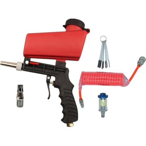 Pistolet de sablage pneumatique portable pour éliminer la rouille, l'huile et les impuretés (4 pièces rouges) (1/5)