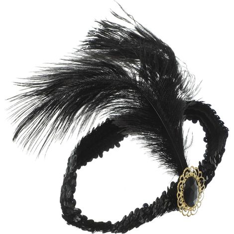 1920s Feather Headband for Women, Elegant Black Accessory (1/5)