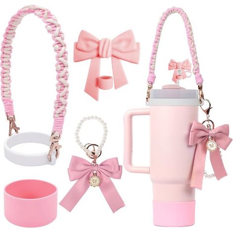 Adecuado para termos y botellas de agua Stanley, Adecuado para botellas de agua Stanley, Lazo rosa (1/2)