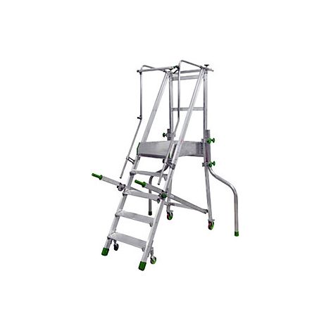 Escalera de aluminio móvil con tarima  plegable  con peldaños