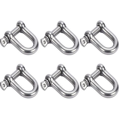 6 Pièces M6 Manille D'anneau de D,Acier Inoxydable 304 D Manille,Manille de Levage pour L'alpinisme la Randonnée la Chaîne D'ancre la Voile (1/5)