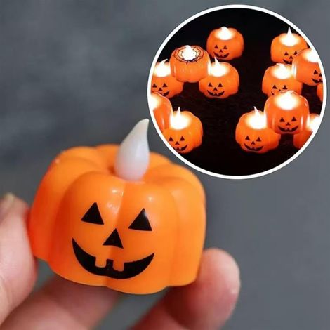 12 candele tealight a LED tremolanti, sicure e resistenti, ideali per decorazioni interne ed esterne, feste e Halloween. (1/4)