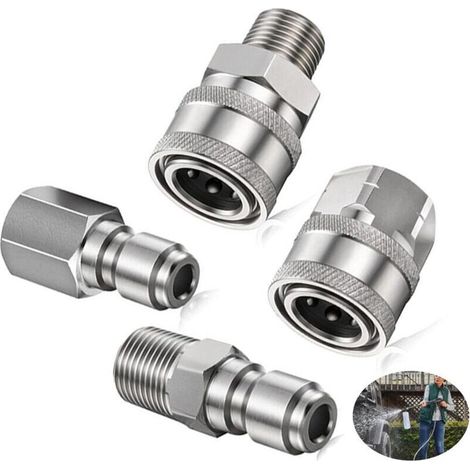 Raccords Haute Pression 1/4 Pouce Filetage Intérieur NPT – 4 Pièces Argent (1/4)