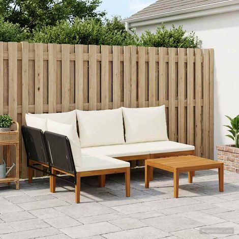 vidaXL 5 pc Bois d'acacia massif et corde Naturel (1/5)