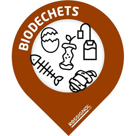 Lot de 10 stickers de tri sélectif - biodéchets - marron RAL 8001