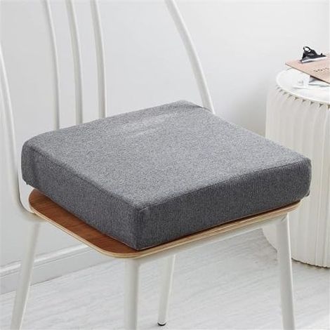 Coussin de siège en mousse à mémoire de forme pour fauteuil, rehausseur antidérapant, confortable pour intérieur et extérieur, voiture, bureau, canapé (gris foncé, carré, 45 x 45 cm, épaisseur 8 (1/3)