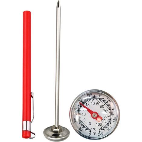 Lntyq Küchenthermometer aus Edelstahl, 120 mm Einstichthermometer mit Clip, Kochthermometer für Fleisch, Ofen, Gebäck und Grill (1/5)
