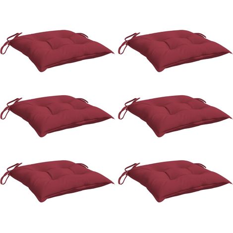 vidaXL Chair Cushions 6 pcs Wine Red 40x40x7 cm Oxford Fabric