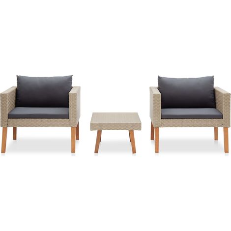 Salon de jardin 3 pcs Contemporain, Ensemble repas de jardin, avec coussins Résine tressée Beige OIB3120E (1/5)