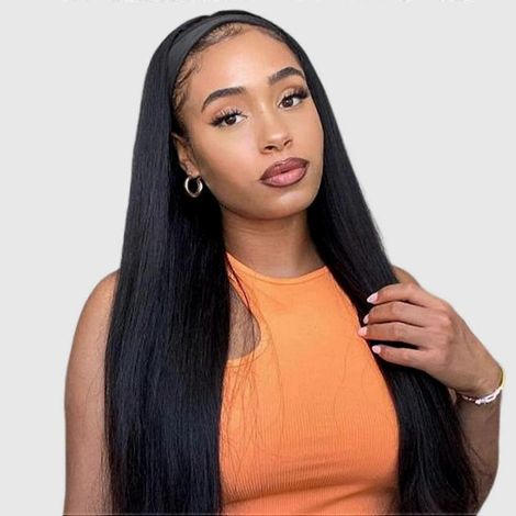 Perruque bandeau lisse en cheveux humains de 76 cm (30 pouces), compatible avec les femmes noires, sans colle, densité 180 %, aspect naturel (1/5)